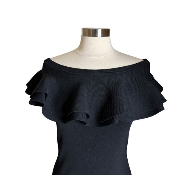 John‎ and Jenn Ruffle Off The Shoulder Black Knit Blouse Women’s Size Large NWOT - Picture 4 of 9
